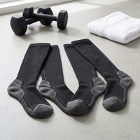 2 paires de bas et chaussettes de compression de classe 2 pour femmes et hommes, séchage rapide pour les entraînements d'automne (noir/gris)