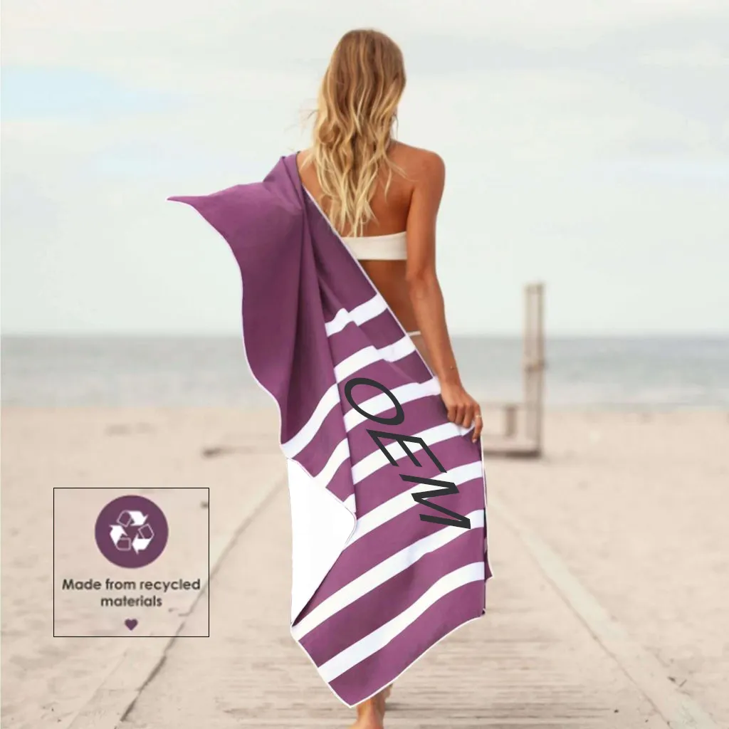 Sommer schnell trocknen benutzer definierte Sublimation gedruckt Polyester recycelt Kunststoff sand frei Strand tuch mit Logo