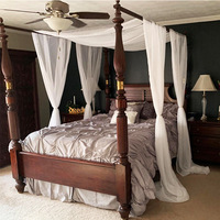 Voile de lit pour mariage et décoration intérieure, rideau de lit sans perforation