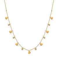 Collier Cœur Éclatant en Zircon Cubique, Chaîne Dorée en Acier Inoxydable Poli, Breloques Cœur Flottantes, Élégant et Étanche