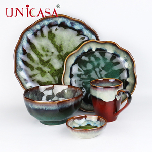 Platos de Postre Redondos de Porcelana Clásica <span class=keywords><strong>UNICASA</strong></span>, Vajilla de Cerámica para Ensaladas, Tazas de Café - Product Image 6