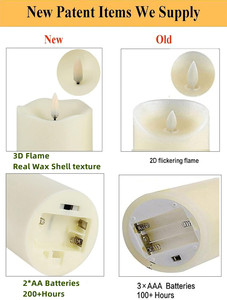 Sinh Thái Thân Thiện Với Trụ Cột Bất Sáp 2 * AA Pin Hoạt Động Flameless 3D Bấc Dẫn Ánh Sáng Nến Với Điều Khiển Từ Xa Cho Trang Trí Nội Thất Bên - Product Image 2