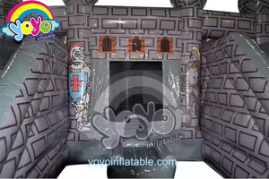 Château Gonflable Double Toboggan avec Tours Médiévales et Bannières Royales – Idéal pour Fêtes d'Anniversaire en Jardin - Product Image 4