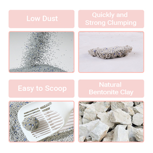Bentonite mèo xả rác 99% Kiểm soát mùi bụi thấp cao vón cục không gây dị ứng phân hủy cát cho da nhạy cảm - Product Image 2