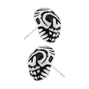 Boucles d'oreilles créoles tendance Hip Hop en acier inoxydable avec tête de mort, bijoux unisexes élégants et stylés - Product Image 1