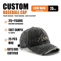 Cappellino da Baseball Unisex in Cotone Lavato con Effetto Vissuto, Ricamo con Lettere, Tinta Unita, Multicolore, Visiera Sfrangiata, Logo Personalizzato
