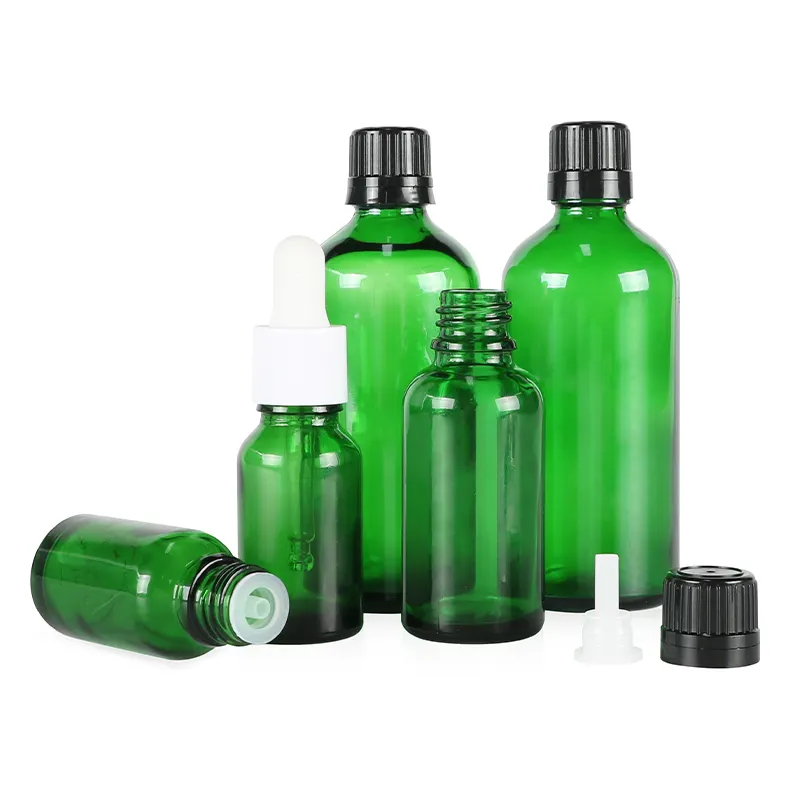 بسعر جيد زجاجة صغيرة خضراء اللون 5 مل 10 مل زجاجة بالقطارة زجاجة صغيرة بالزيت العطري