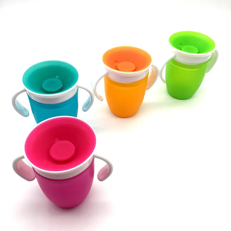 Trainer silicone Cup Toddler Training Cup 240ml Drinking Anti Spill Kids Chew Proof 360 Degree Sippy Miracle Cup For Babys