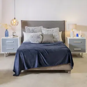 Manta Ligera Vianney Individual XL Azul Marino, de Poliéster, para Dormir - Product Image 3