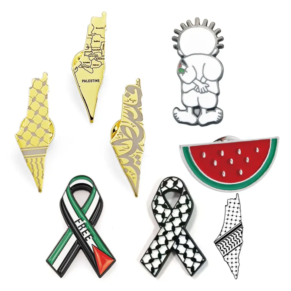 Handala Pin Trâm huy hiệu palestine men pins dưa hấu chống lại men Pin cho palestine