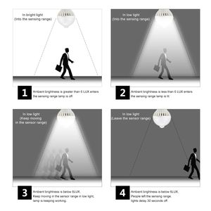 LED PIR 运动传感器声音自动智能灯泡 5W/7W/9W/12W E27 85-265V 5000K 日光色 IP20 CRI80 120 度光束角 50000 小时寿命 - Product Image 3