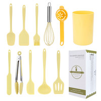 Ensemble de cuisine en silicone de petite taille 11 pièces dans un seau en plastique spatule ensemble d'outils de cuisson pour la cuisine à la maison