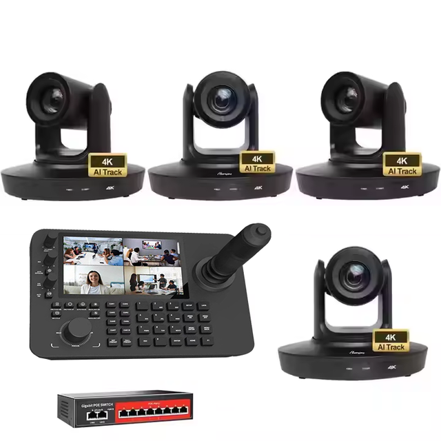 USD1988 Free Ship Broadcast Camera Kit G430=4pcs 4K 30X PTZ Conference Cameras Streaming AI Tracking+4K Touch Screen Controller
