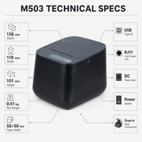 Printer Thermal Struk 58mm Desktop Ringkas dengan Pemasangan Kertas Mudah, Printer POS USB Rendah Kebisingan untuk Resepsionis Hotel