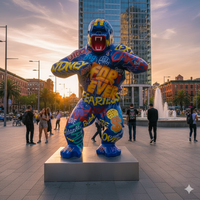 Statue de gorille graffiti moderne en résine, sculpture d'art faite à la main, modèle réaliste, taille personnalisée pour extérieur, jardin, rue, galerie, maison