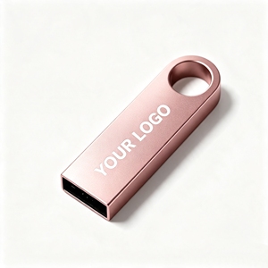 Vente directe d'usine, porte-clés USB personnalisé en métal rose doré imperméable, utilisé comme cadeau d'affaires - Product Image 2