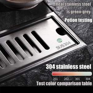 Drain de sol linéaire moderne en acier inoxydable 304, argent, anti-odeur, longue couverture, drainage rapide, installation encastrée - Product Image 3