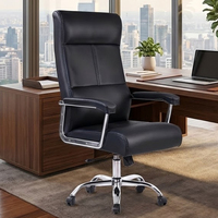 Échantillon Gratuit - Chaise de Bureau Moderne en Similicuir PU avec Roulettes, Pivotante à 360°, Dossier Haut et Accoudoirs, pour Employés