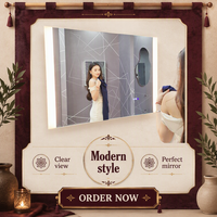 Miroir de salle de bain moderne avec éclairage, vente en gros d'usine, variateur d'intensité, anti-buée, CCT 3000K 4000K 6000K, pour hôtels 5 étoiles, certifié UL CE