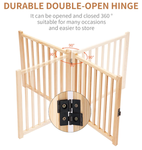 बेस्टसेलर फ्रीस्टैंडिंग लकड़ी कुत्ते गेट ओक लकड़ी पालतू जानवर के अंदर बाधा तह लकड़ी की सुरक्षा कुत्ते बाड़ - Product Image 4