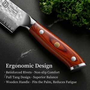Cuchillo de <span class=keywords><strong>Chef</strong></span> KEEMAKE Kiritsuke, Cuchillo de Cocina Japonés de Acero Damasco de 8 Pulgadas con Mango de Madera Pakka, Cuchillo de Cocina Ultra Afilado - Product Image 3