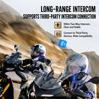 Casque de moto sans fil 5.4 HiFi Stéréo Étanche IP56 Autonomie 18H Assistant vocal Double appareil pour tous les casques