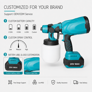 Pistola pulverizadora <span class=keywords><strong>de</strong></span> pintura HVLP inalámbrica <span class=keywords><strong>de</strong></span> 20V MAX con depósito grande <span class=keywords><strong>para</strong></span> muebles, paredes, coches y recubrimientos <span class=keywords><strong>de</strong></span> madera, herramienta <span class=keywords><strong>de</strong></span> fábrica OEM/ODM, suministro OEM - Product Image 3