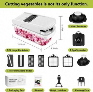 Hot Sale <b>Kitchen</b> <b>Gadgets</b> Tomato Slicer Dicer Multifunctional Hand Press Mandoline Fruit Cutter Potato Cutter Vegetable Chopper - Product Image 2