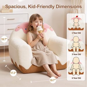 Children's <b>Sofa</b> Cake Shape Soft Fabric Chair For <b>Kids</b> Reading Nap With Strawberry Top 3 Years Above - Product Image 3