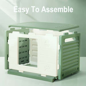 Kunststoff wasserdichtes Katzen haus Outdoor Indoor, wetterfester irdischer streunender Katzen hundeschutz mit Lüftungs schlitzen, Bett matte - Product Image 6