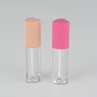 Emballage cosmétique pour gloss à lèvres, tube en plastique transparent miniature en forme de cœur rose de 5 ml, unique, avec impression d'écran, logo personnalisé, brosse