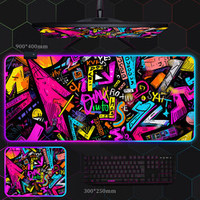 Tapis de souris et tapis de bureau LED lumineux pour gaming, antidérapant, imperméable, en caoutchouc naturel, forme carrée, pour usage au bureau, en stock