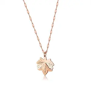 Bomei Jewelry Wholesale New Arrival Elegant Rose Gold Stainless Steel Canada Autumn Maple Leaf Pendant Chain Necklace