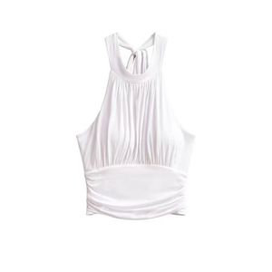 เสื้อกล้ามลำลองสไตล์ฝรั่งเศสสำหรับผู้หญิง ดีไซน์คอเสื้อแบบมีสายรัด  ตัวเสื้อถักแบบสั้น - Product Image 4