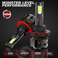 Faro Delantero LED para Automóvil, 300 W, 60000 lm, H1, H13, H15, 12 V, Luces para Automóvil, 9005, Focos H11, Luces H7, Faros H4, Bombilla LED para Automóvil