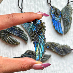 Collar con Colgante de Labradorita de Alta Calidad Crystalhola, Diseño de Una Sola Ala, Tallado con Impresión Digital, 5.5cm, 15g, Tendencia de Moda - Product Image 6