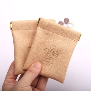 Custom Emboss Logo Printed Pu Leather <b>Coin</b> Earphone Storage Pouch Reusable Soft Pu Jewelry Lipstick Packing Leather <b>Bag</b> - Product Image 2