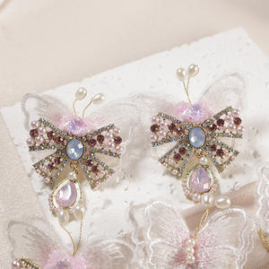 Hot Selling Pearl Lace Butterfly Heavy <b>Industry</b> Loose Beads Crystal Zircon Bow Nepalese Beads Handmade Mobile Phone <b>Chain</b> Beaded - Product Image 2