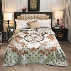 Manta de lana de punto Raschel de poliéster 100% al por mayor con estampado personalizado con diseño geométrico tamaño King para invierno - Product Image 3