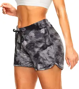 Hot Tie Dye Athletic Running Jogging Gym Sweat Short Workout Lounge Shorts for Women