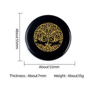 Pierre de méditation <span class=keywords><strong>en</strong></span> obsidienne noire naturelle, pierre d'inquiétude, rune, chakra, gravure, sous-verre <span class=keywords><strong>en</strong></span> cristal, guérison énergétique, cristaux artisanaux - Product Image 2