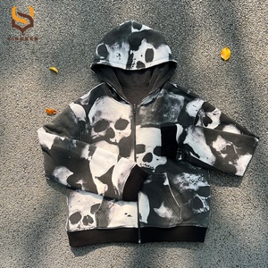 Sudadera con Capucha y Cremallera con Logotipo Personalizado Estampado en Toda la Superficie, Sudadera con Capucha de Estilo Vintage Lavado, Sudadera Gruesa 100% Algodón para Hombre - Product Image 3