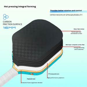 Vợt cầu lông Pickleball tiêu chuẩn USAPA, cán Graphite tùy chỉnh, độ dày 16mm, sợi carbon 12K, dệt thẳng - Product Image 2