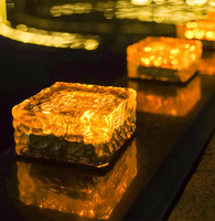 Cubo di ghiaccio in cristallo di vetro LED luci da giardino a energia solare mattone impermeabile percorso passerella lampada in pietra