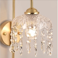 Applique murale moderne chambre à coucher lampe de chevet lumière luxe allée couloir salon fond applique rétro E27 lampes en cristal