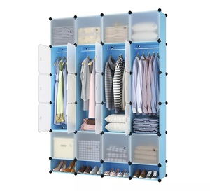 Armoire portable <span class=keywords><strong>pas</strong></span> chère pour jouets, vêtements, <span class=keywords><strong>rangement</strong></span> pour bébé avec autocollants <span class=keywords><strong>de</strong></span> dessins animés, armoire en plastique pour enfants - Product Image 1