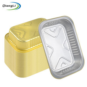 Boîte à lunch en aluminium doré rectangulaire jetable de qualité alimentaire épaisse de 580 ml pour <span class=keywords><strong>barbecue</strong></span> à emporter pour restaurant - Product Image 1
