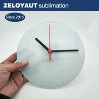 ZELOYAUT sublimasi kaca jam bulat jam dinding kosong Jam kaca DIY personalisasi Logo kustom cetak sublimasi kosong