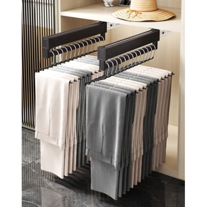 Armoires d'usine Quincaillerie montée sur le dessus Vêtements coulissants Support de rangement pour pantalons <span class=keywords><strong>Porte</strong></span>-pantalons suspendu télescopique - Product Image 4