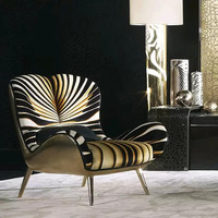 Fauteuil individuel de luxe italien avec accoudoirs motif léopard, en acier inoxydable, moderne, haut de gamme, pour salon, bureau à domicile, villa